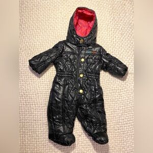 COOGI‎ Vintage Black Pink Quilted Baby Winter Snowsuit 3-6 Months